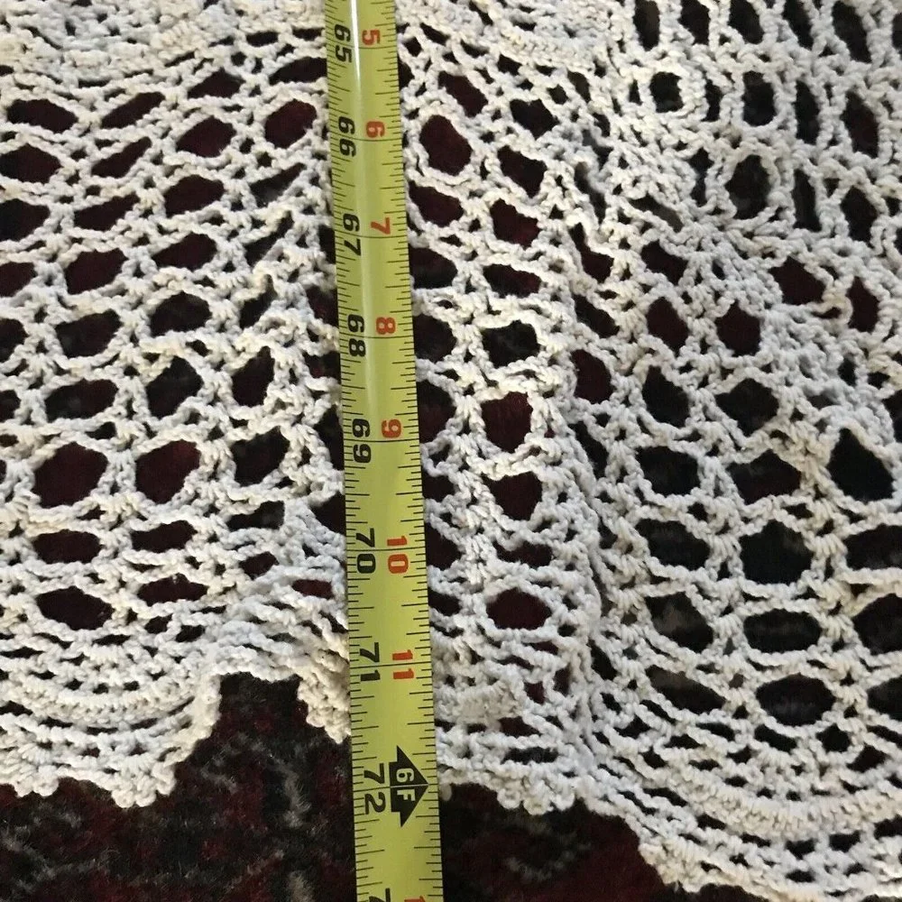 Vintage thin crochet lace doily  cream tablecloth handmade‎ classic 48 x …
